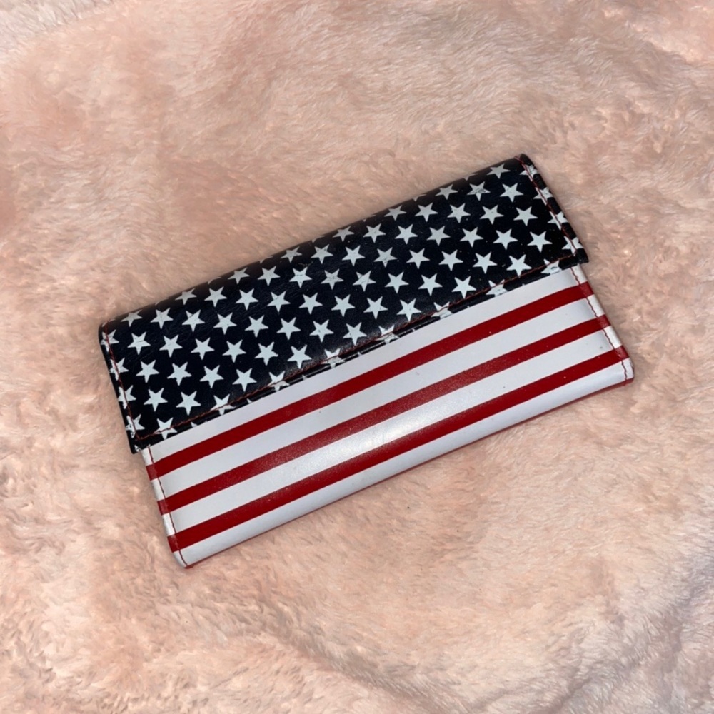 Vintage 90s USA flag Leather Wallet